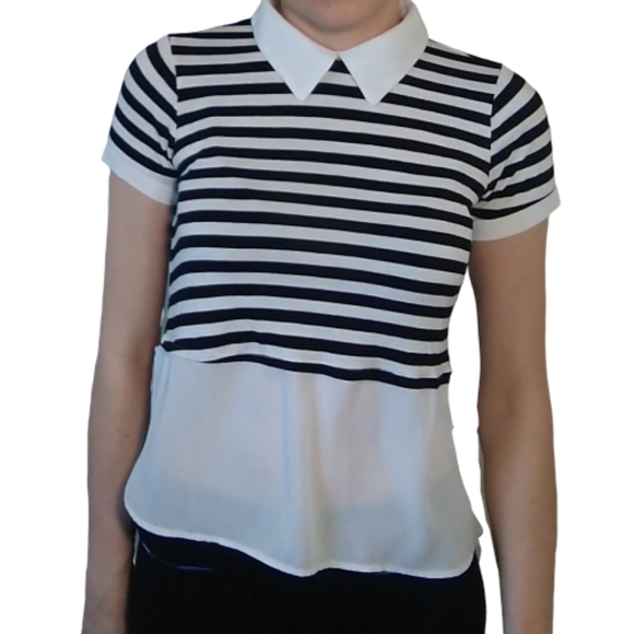 Derek Heart Tops - 3/$20🖤 Derek Heart Striped Blouse Top Black White